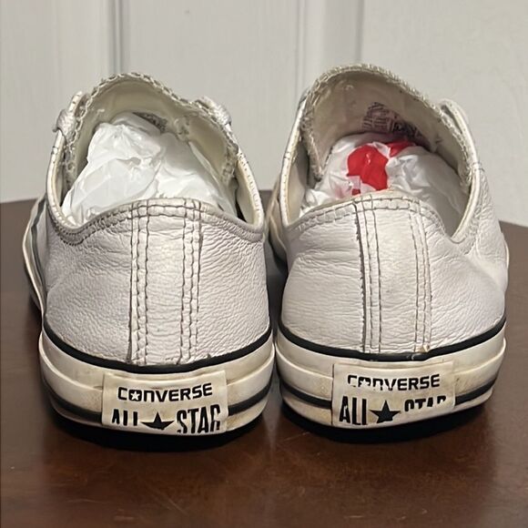 🔥🔥 CONVERSE ALL STAR “LEATHER” White - Men Sz 9 / Women Sz 11 - Good Condition - Picture 4 of 8